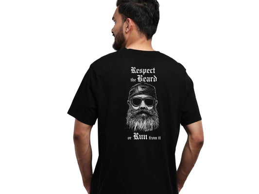 Respect The Beard Or Run From It Unisex Tee - Respect the Beard, Beard Shirt, Gift for Him, Funny Beard T-Shirt, Beards & Mustaches Tee