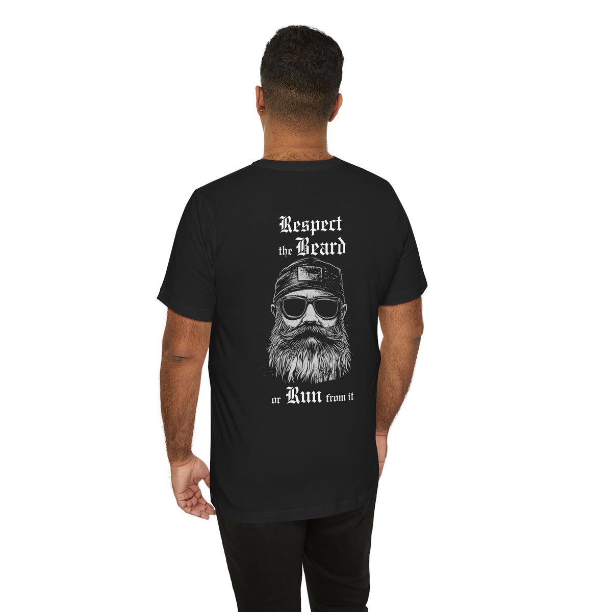 Respect The Beard Or Run From It Unisex Tee - Respect the Beard, Beard Shirt, Gift for Him, Funny Beard T-Shirt, Beards & Mustaches Tee